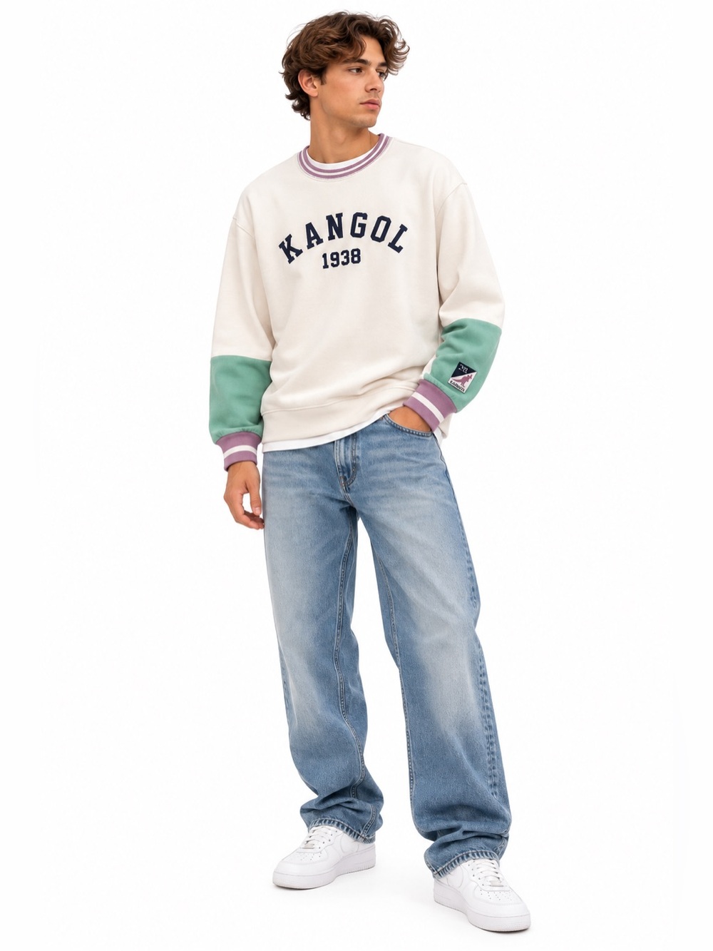 Kangol Cream Mint Lilac Logo Crewneck Sweatshirt – Size Large GUC